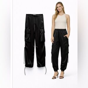 🖤NWT! ZARA Black Satin Cargo Pants